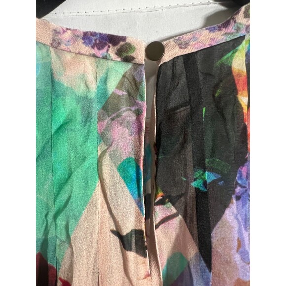 Nicole Miller Artelier BLUSH/MULTI WATERCOLOR Floral Hi-Low Top Sz PS - Picture 5 of 10